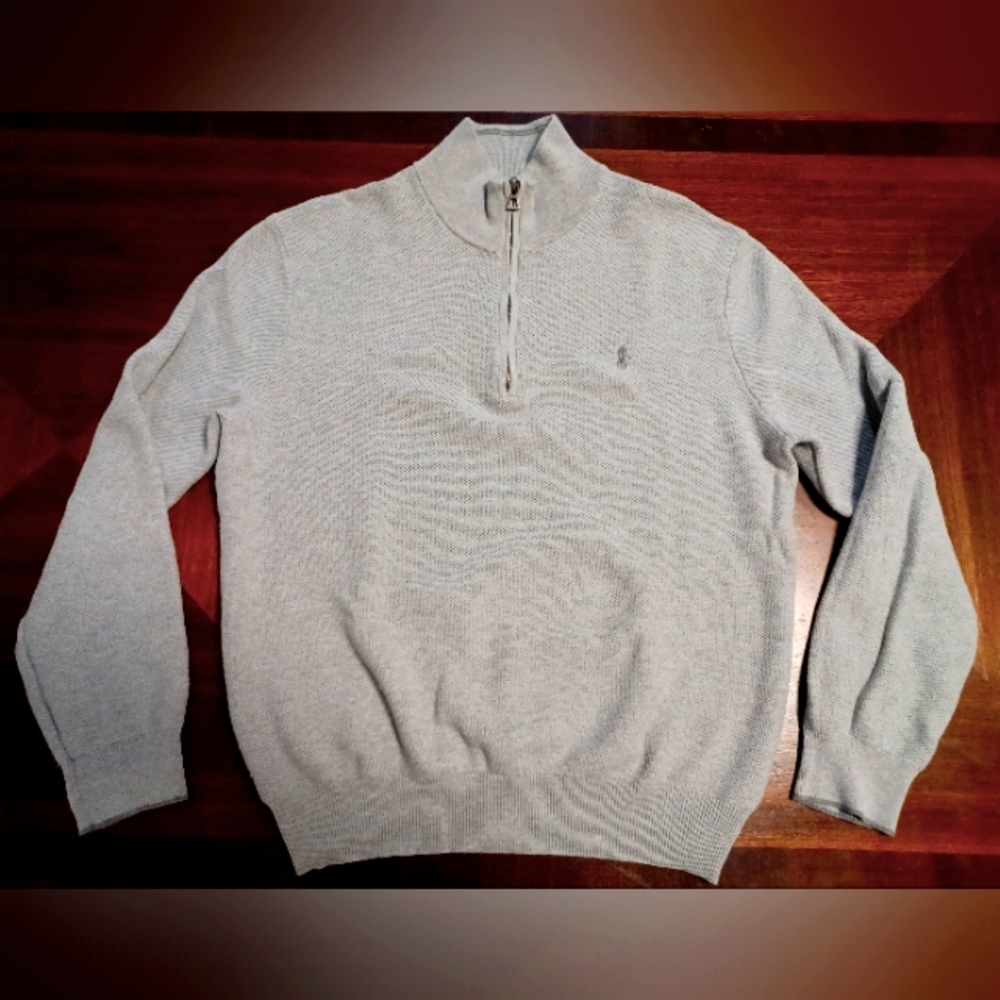 Polo Ralp Lauren Quarter Zip Sweater, Grey, sz Large